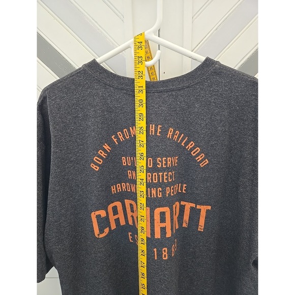 Carhartt Men's XL Loose Fit Dark Gray Born from the Railroad Short Sleeve Tee - Picture 9 of 10